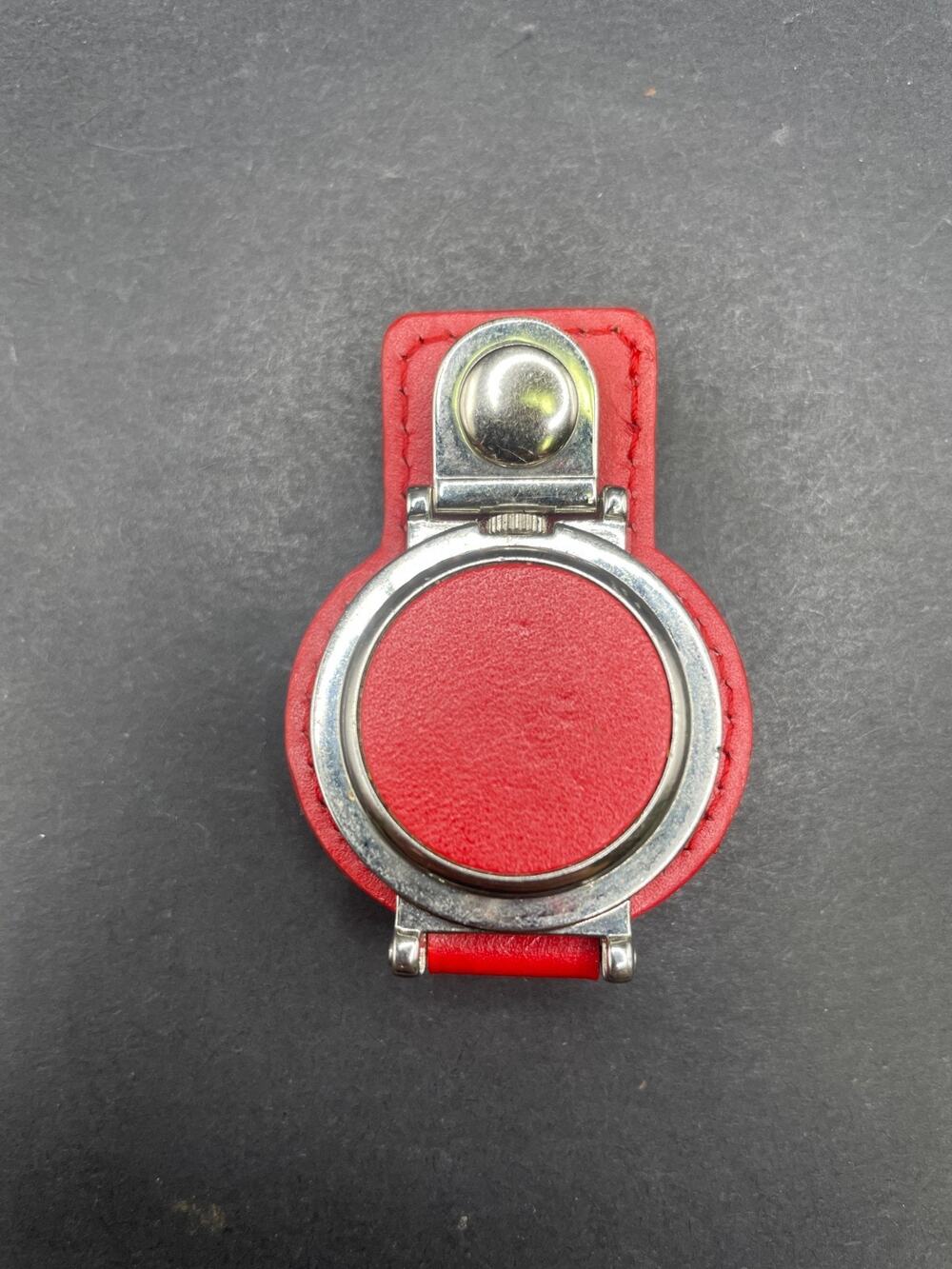 Vintage TOKYObay Red Leather Pocket Watch Snap Cover Keyring Clip FOB Quartz